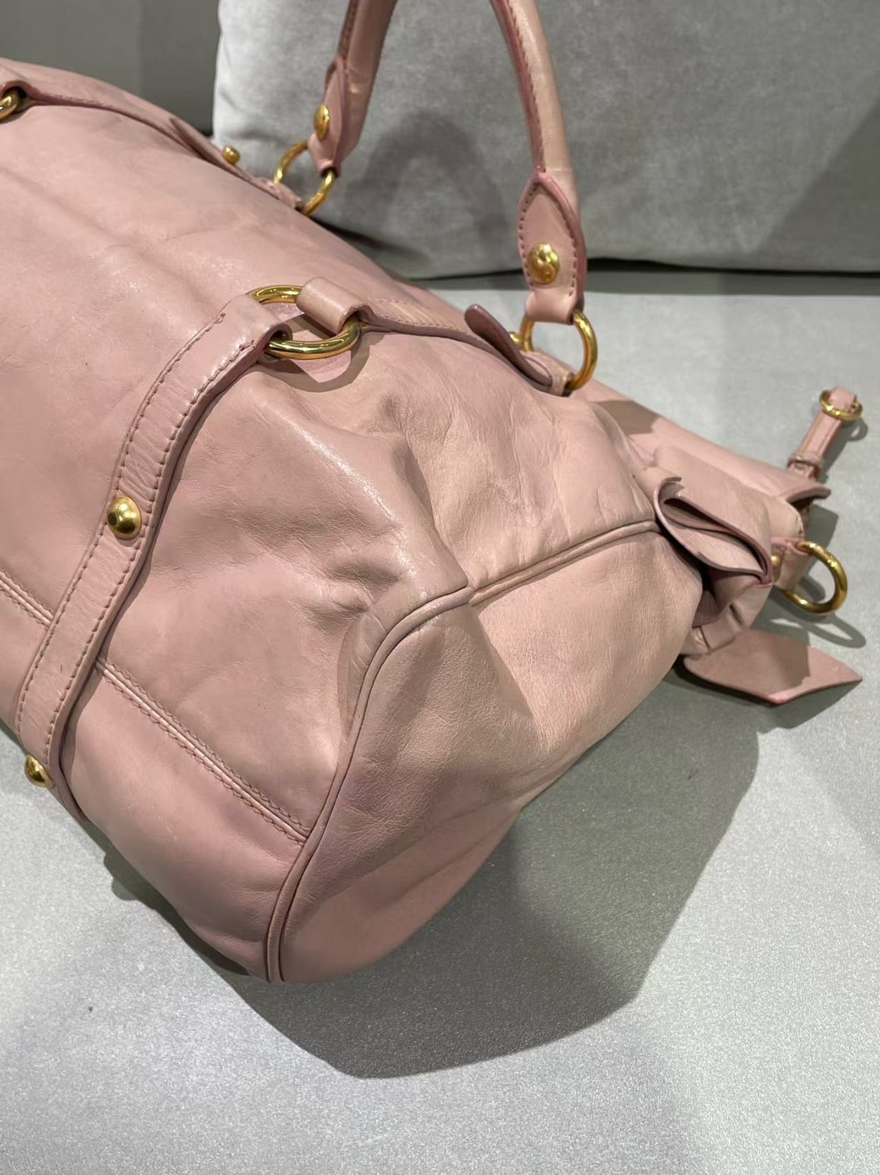 Miu Miu Vitello Lux Bow Satchel – Pink