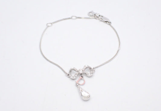 Vintage Dior Crystal Bow Drop Bracelet – Silver Tone