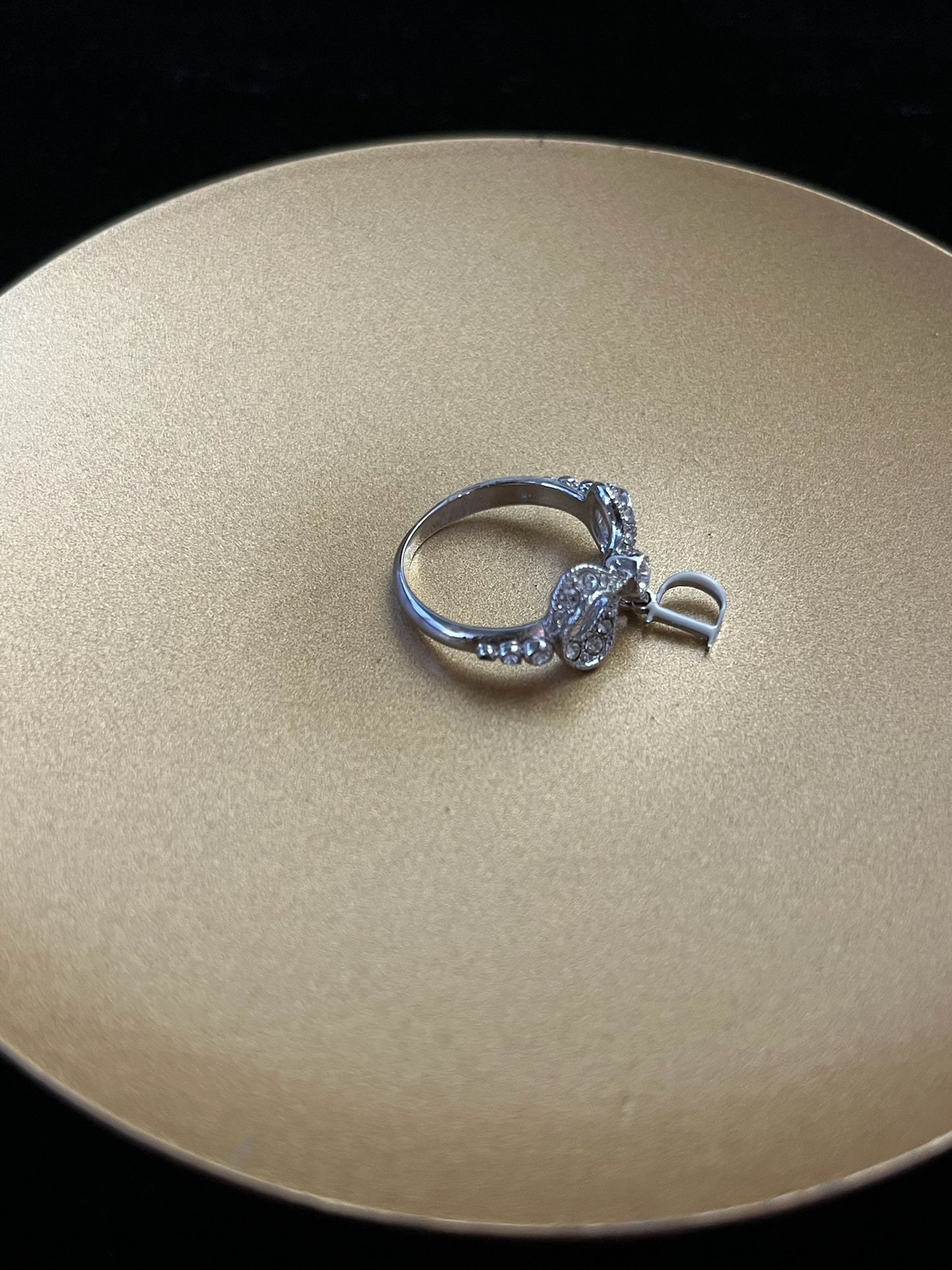 Dior 2000s Crystal Bow D-Logo Ring