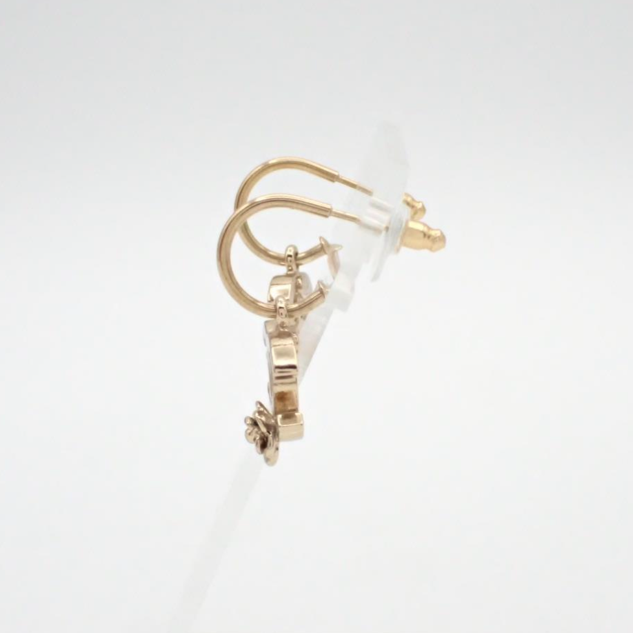 Chanel 2006 "Gilded Bloom" Camellia CC Logo Gold-Tone Drop Earrings