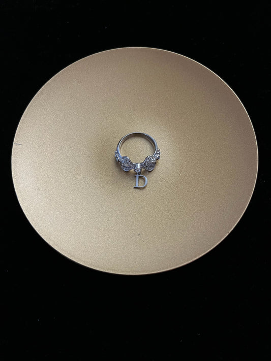 Dior 2000s Crystal Bow D-Logo Ring