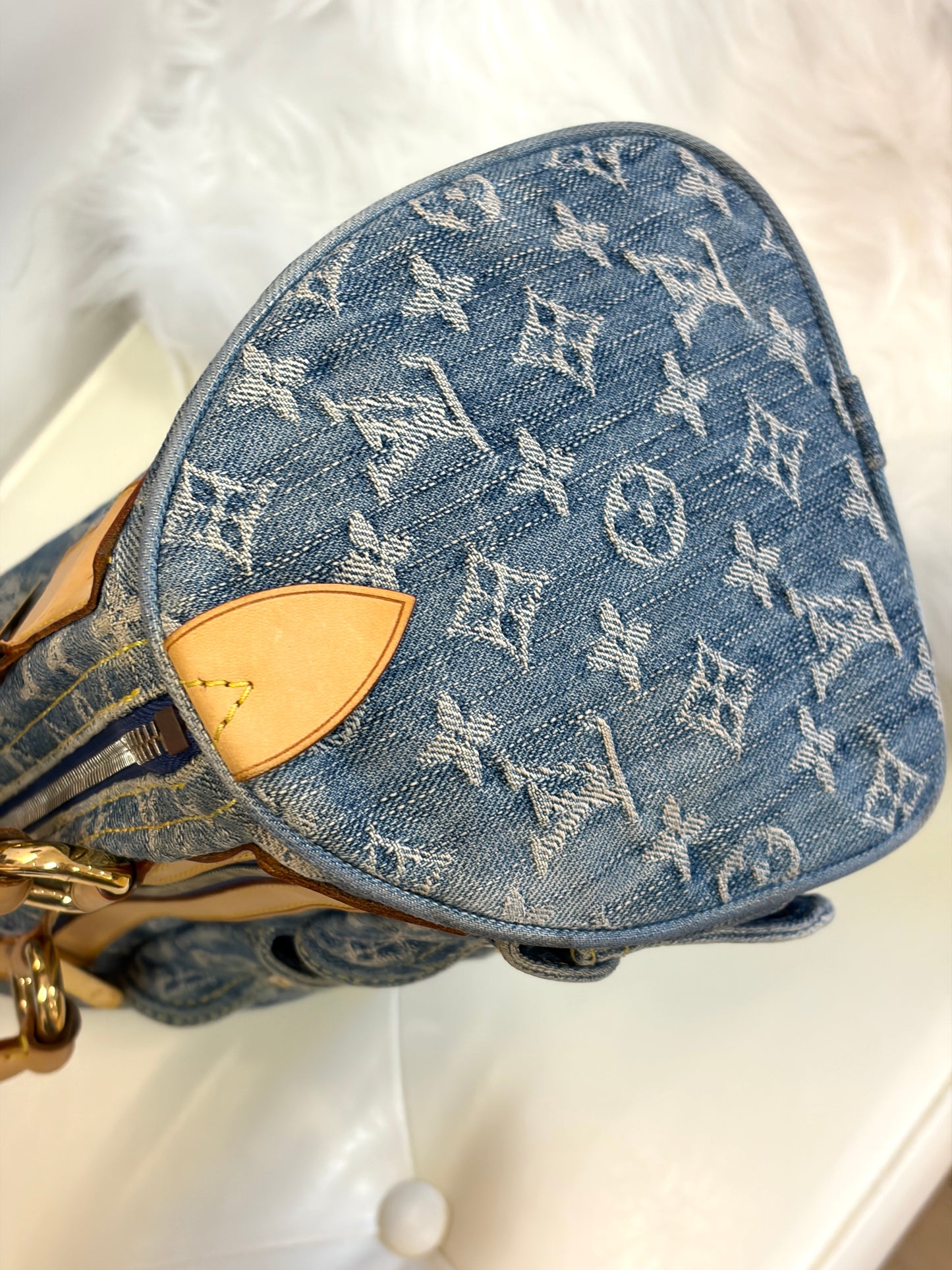LV Vintage Blue Denim Tote