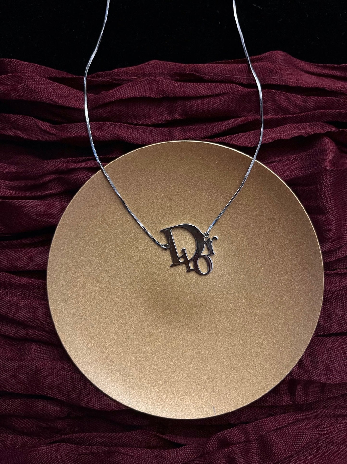 Dior Y2K Silver D Logo Choker Necklace