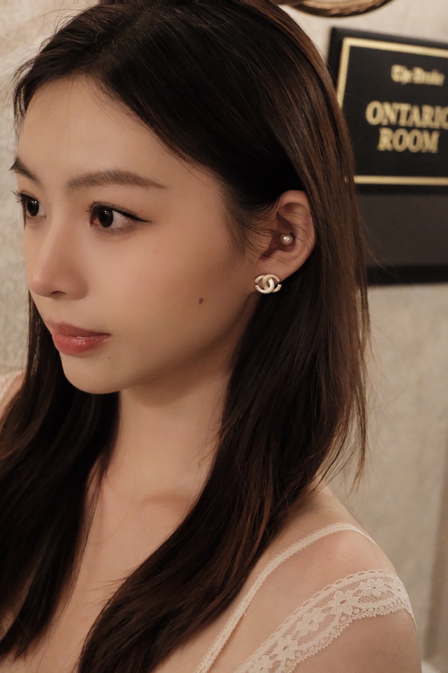 Chanel 2001 Vintage White Enamel CC Logo Earrings