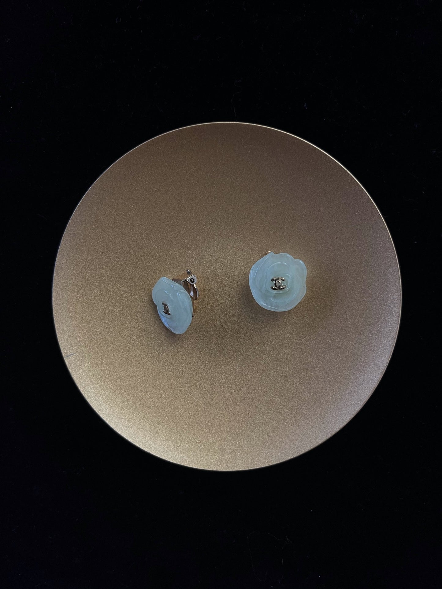Chanel 2002 Camellia Double-C Clip-On Earrings