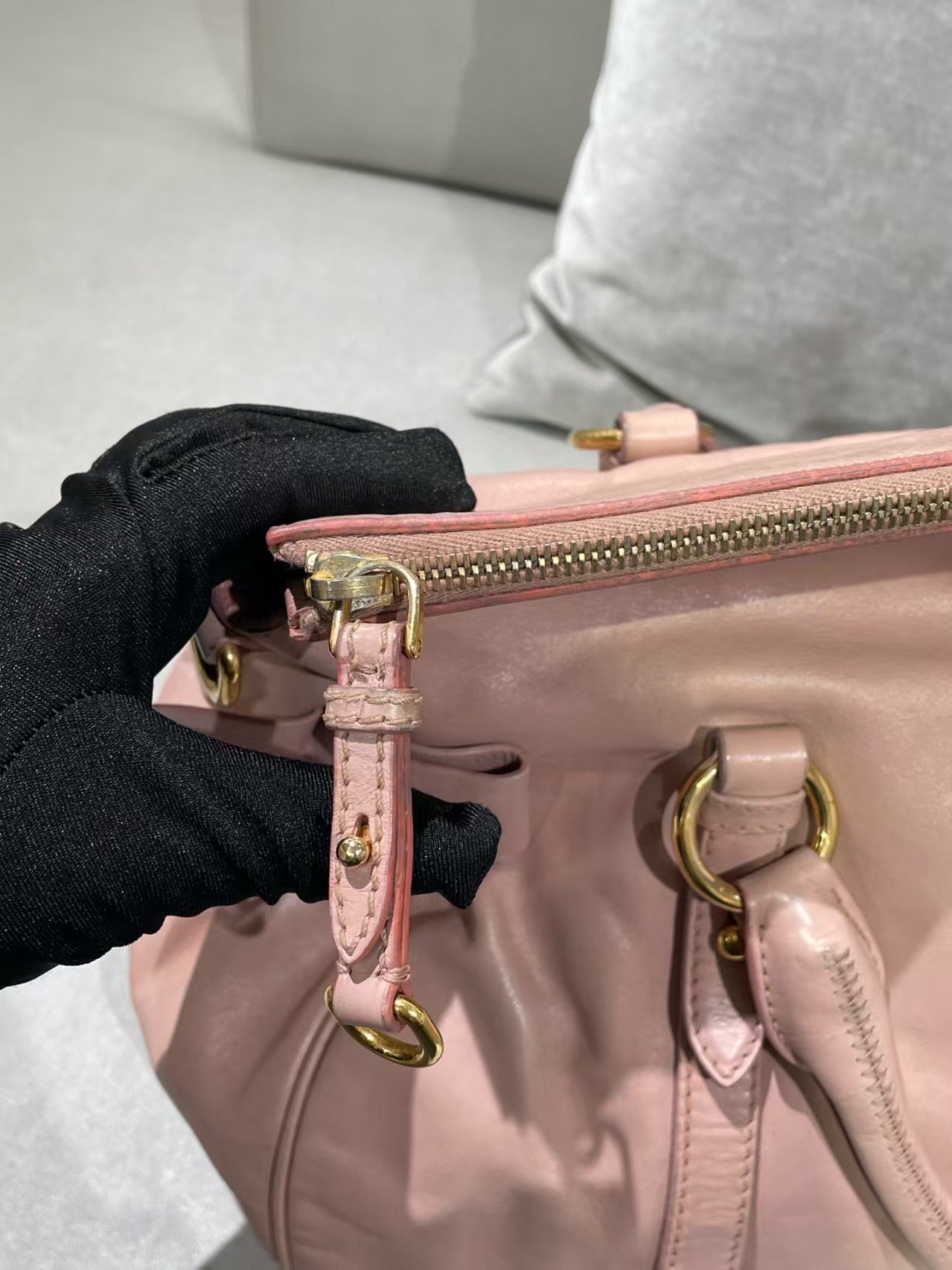 Miu Miu Vitello Lux Bow Satchel – Pink