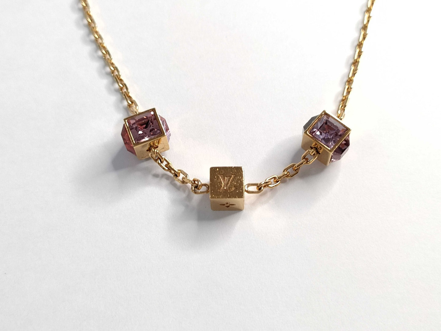 Vintage Louis Vuitton Purple Crystal Two-Tone Adjustable Necklace