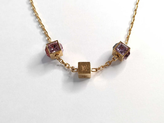 Vintage Louis Vuitton Purple Crystal Two-Tone Adjustable Necklace