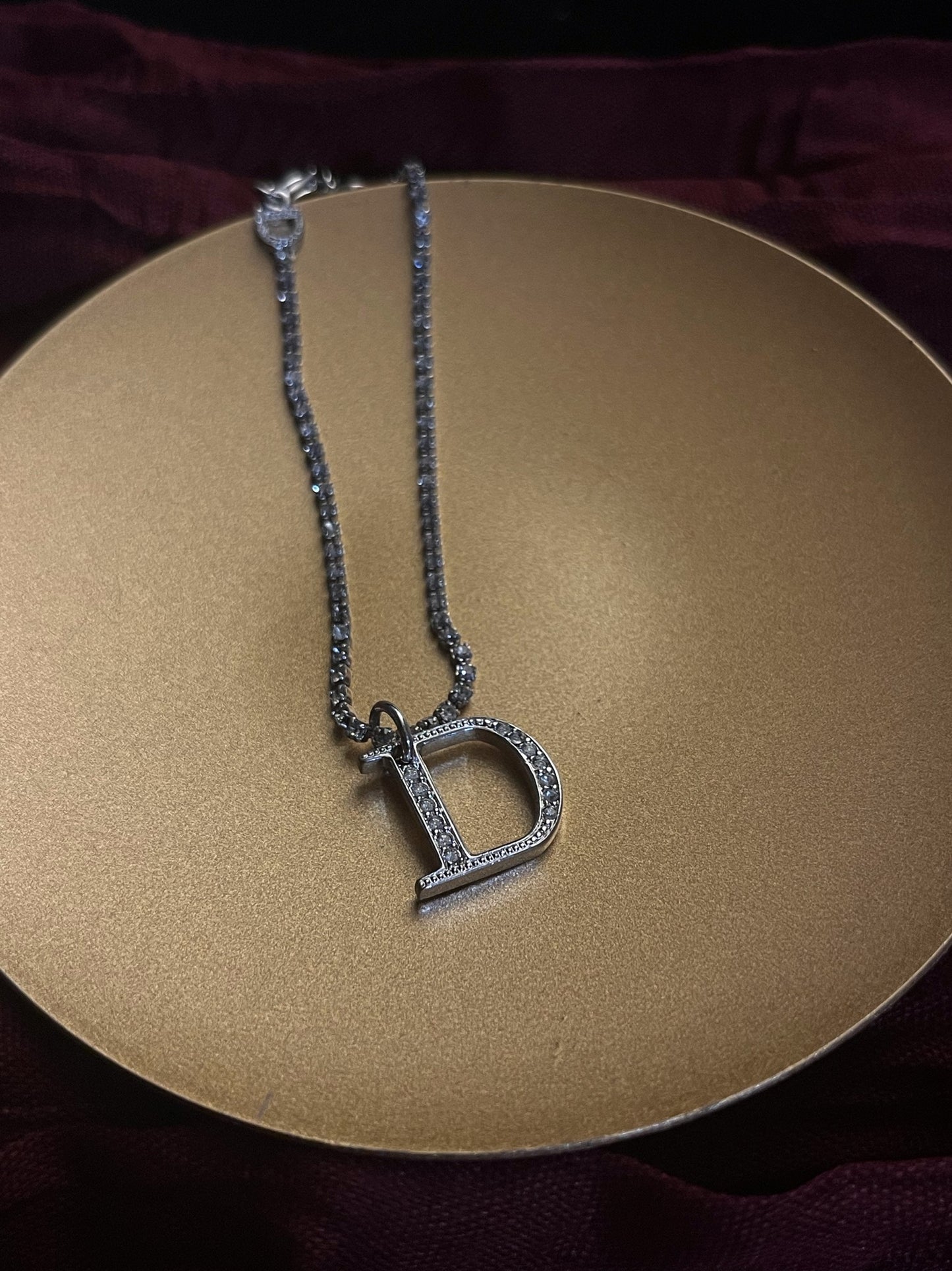 Vintage Dior Silver-Tone Pavé “D” Logo Bracelet