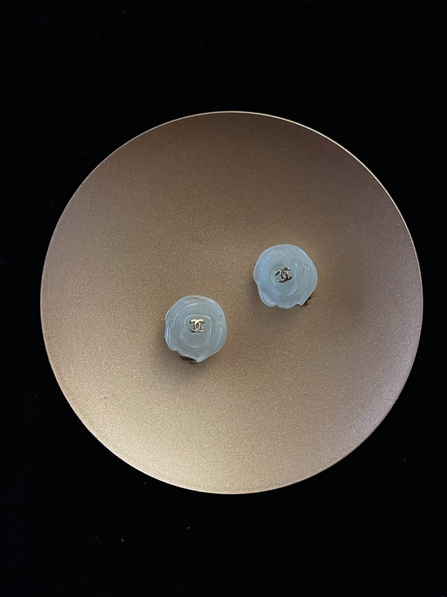 Chanel 2002 Camellia Double-C Clip-On Earrings