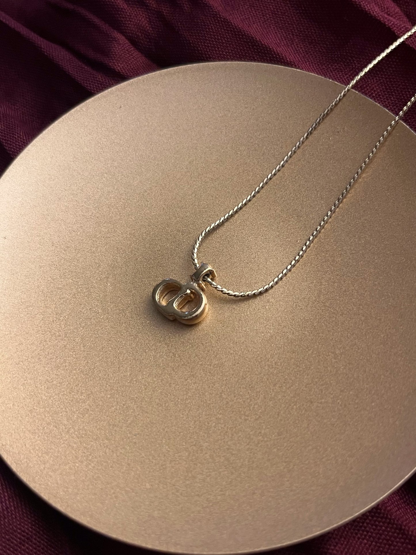 Vintage Dior Gold-Tone CD Logo Pendant Necklace