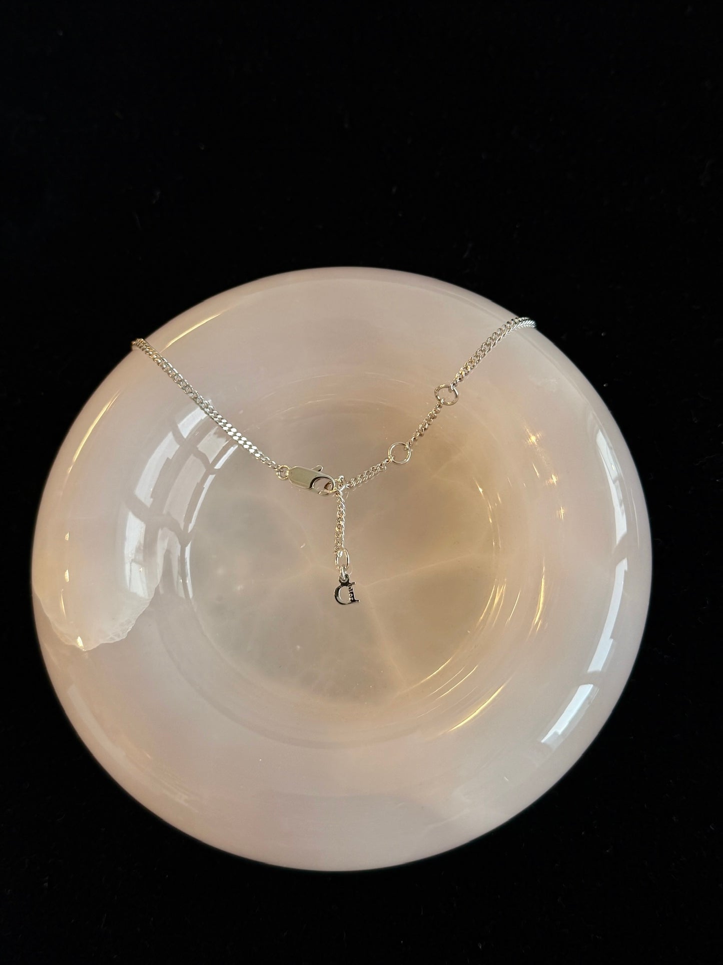 Dior Crystal Bow CD Charm Pendant Necklace