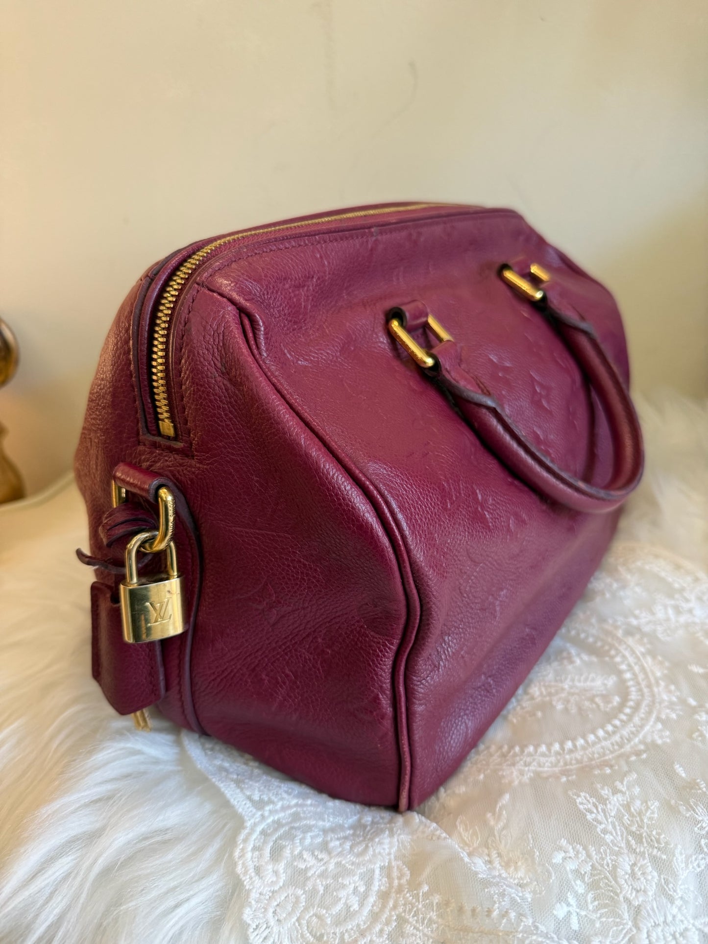 Louis Vuitton Monogram Empreinte Speedy 30 – Burgundy