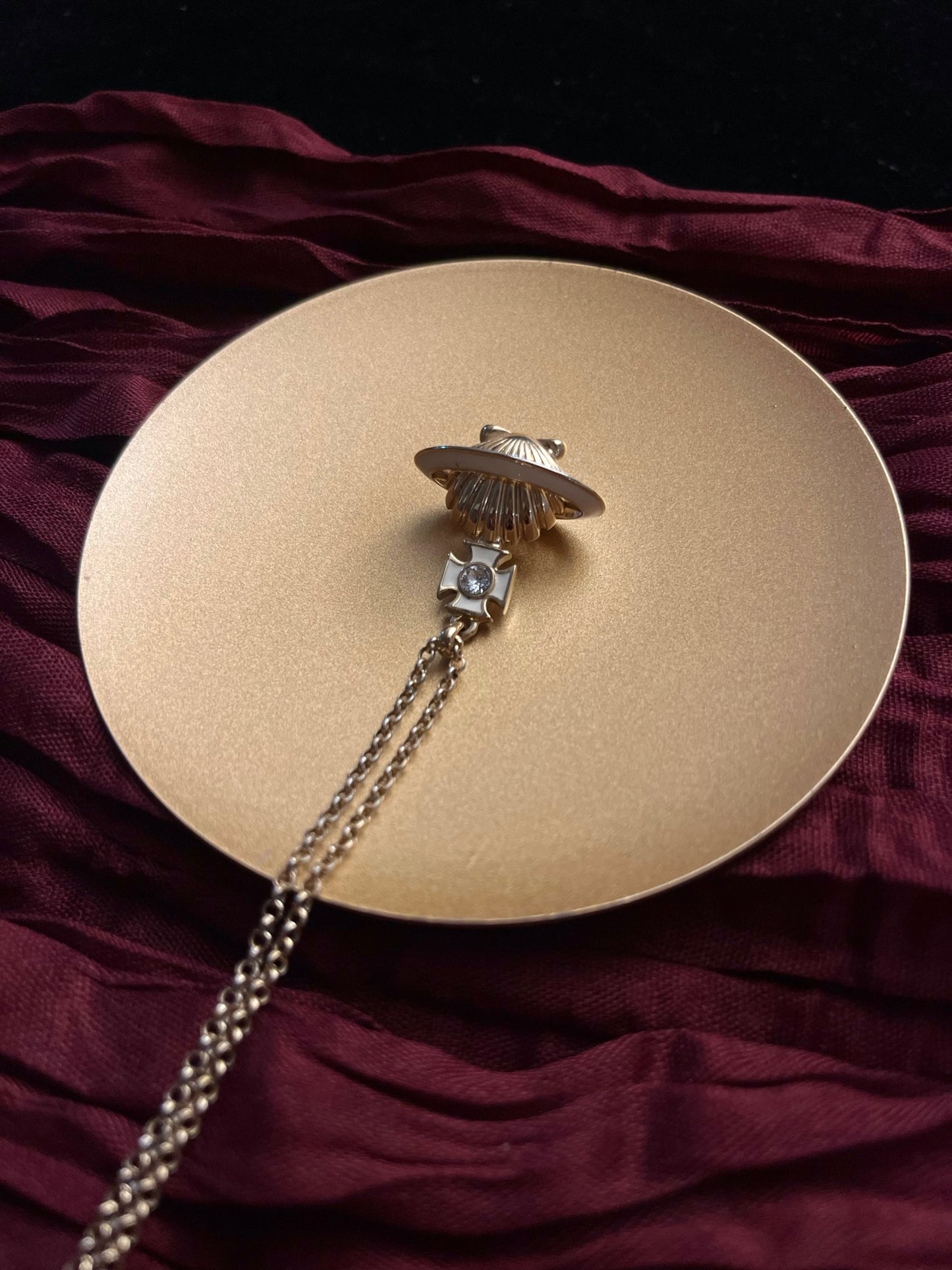 Vivienne Westwood Vintage Platinum-Tone Shell Orb Sweater Necklace