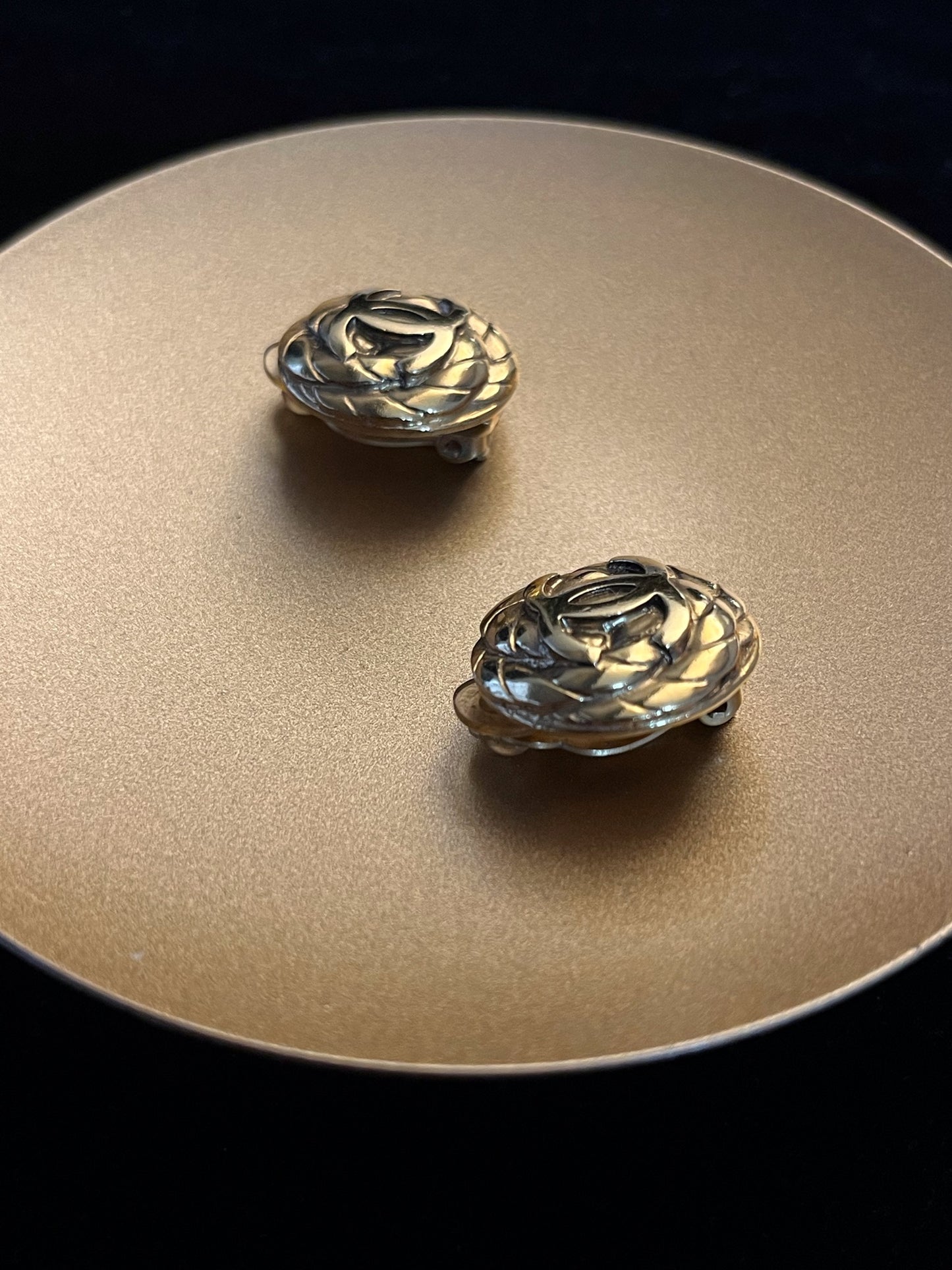 Chanel 1997 Twisted CC Gold-Plated Clip-On Earrings