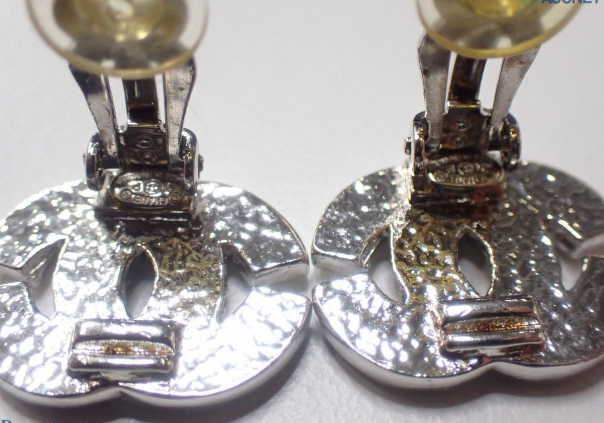 Chanel 2001 Diamanté Oval CC Clip-on Earrings