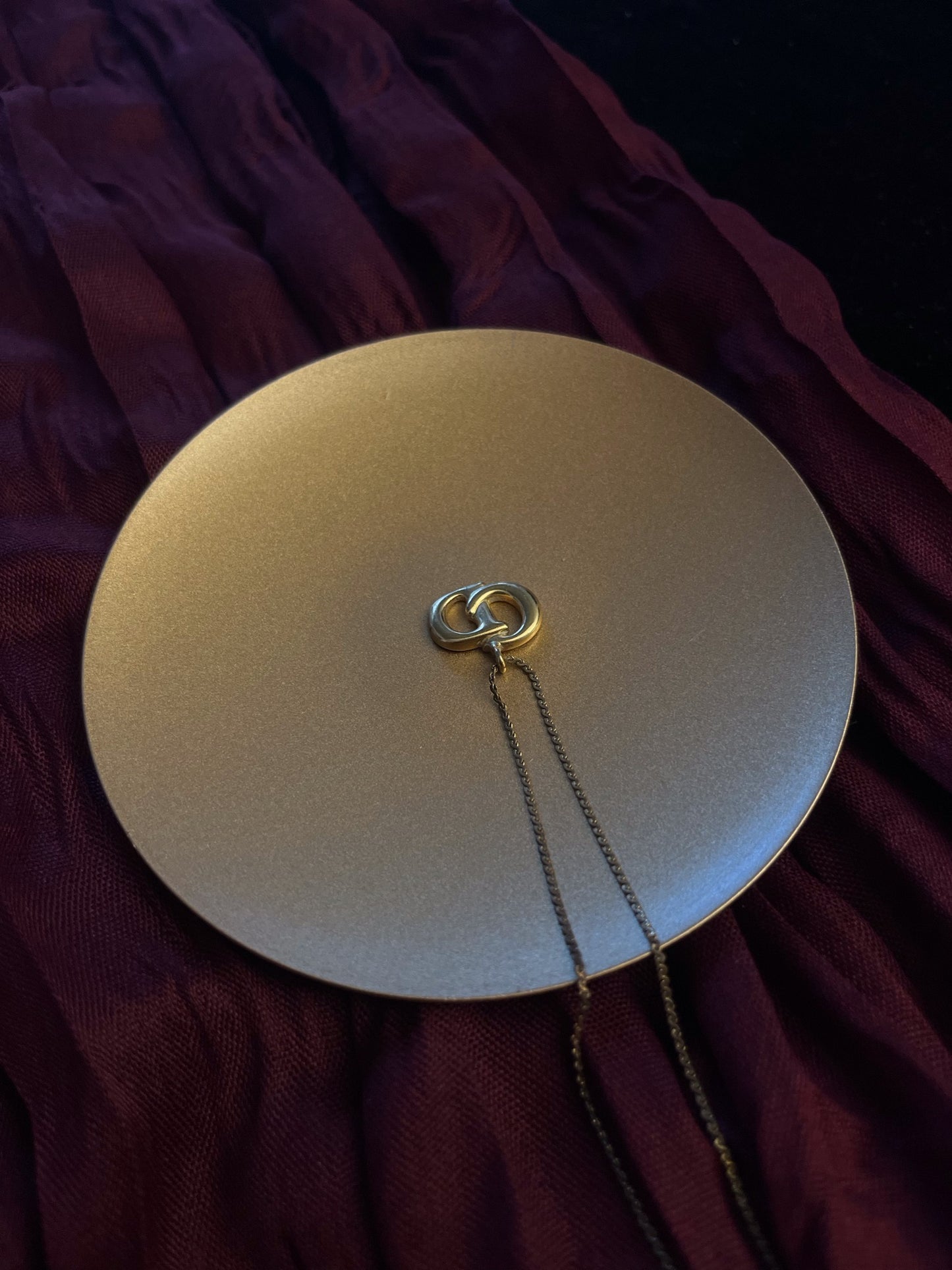 Vintage Dior Gold CD Logo Pendant Necklace