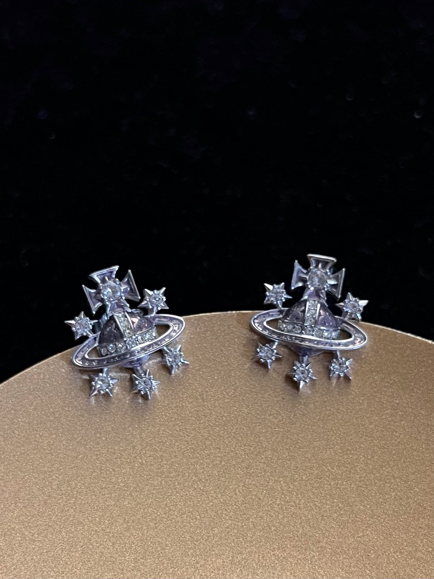 Vintage Vivienne Westwood Rare Orb & Star Crystal Stud Earrings