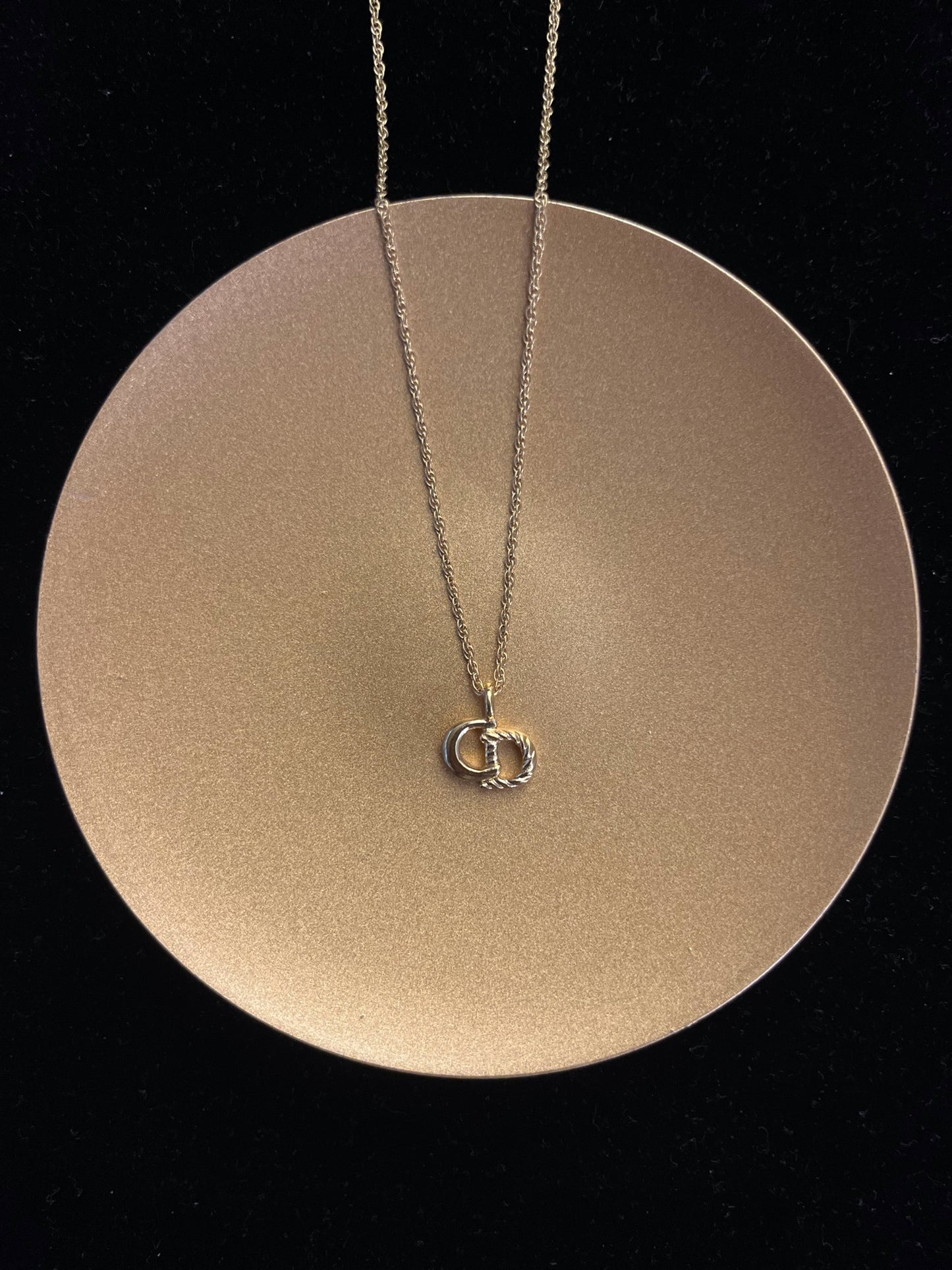 Vintage Dior Gold CD Logo Pendant Necklace