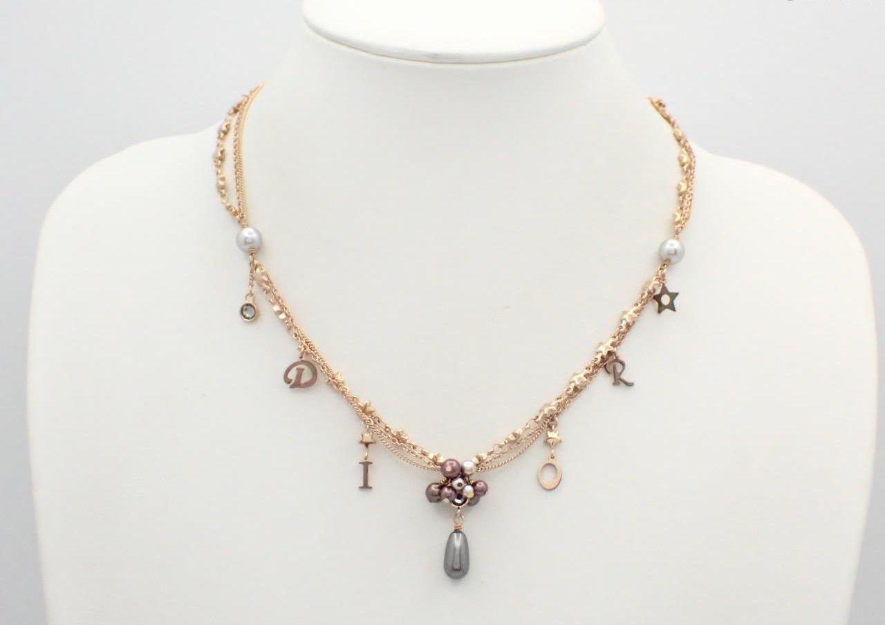 Vintage Dior Purple Pearl Starfall Double-Layer Necklace