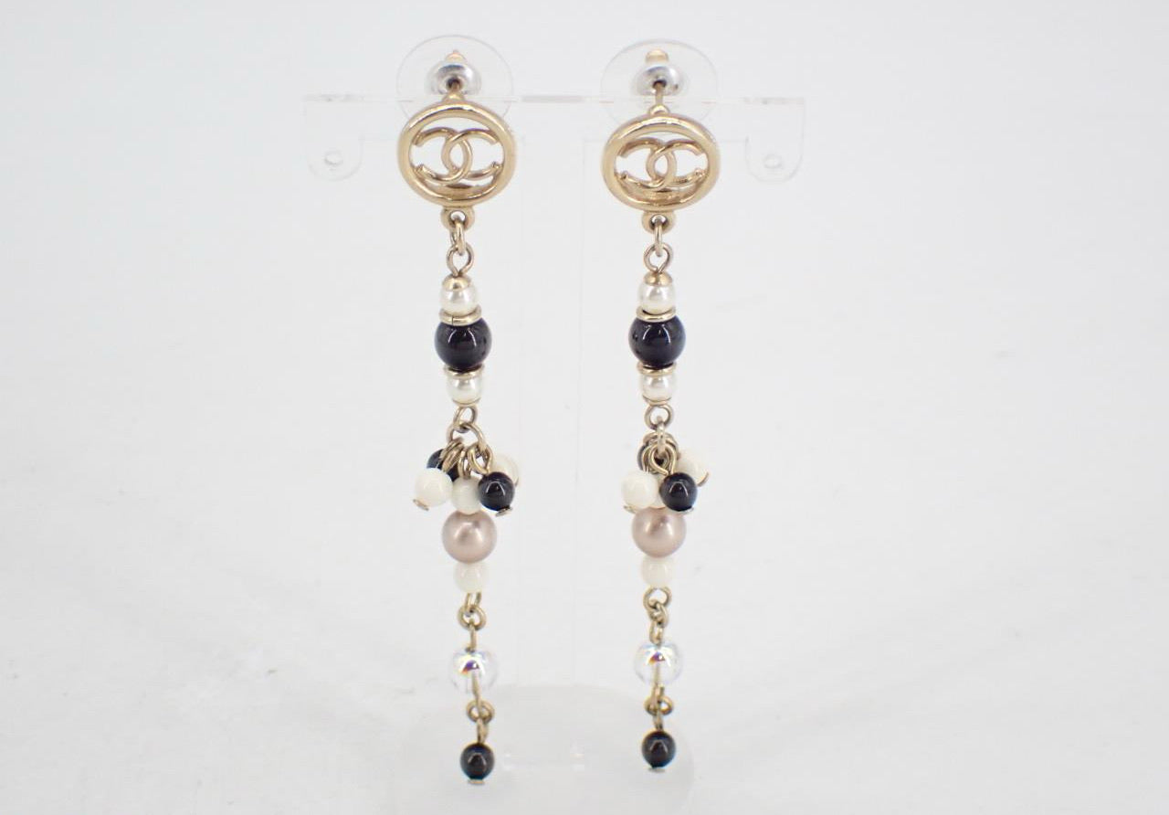 Chanel 2019 Black & White Bead Drop Earrings
