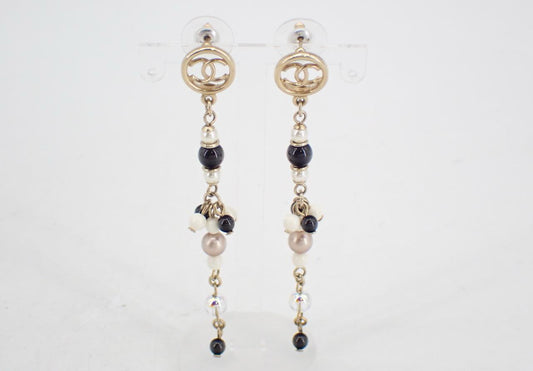 Chanel 2019 Black & White Bead Drop Earrings