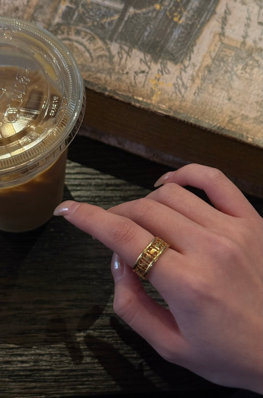 Celine Triomphe Cutout Gold Ring