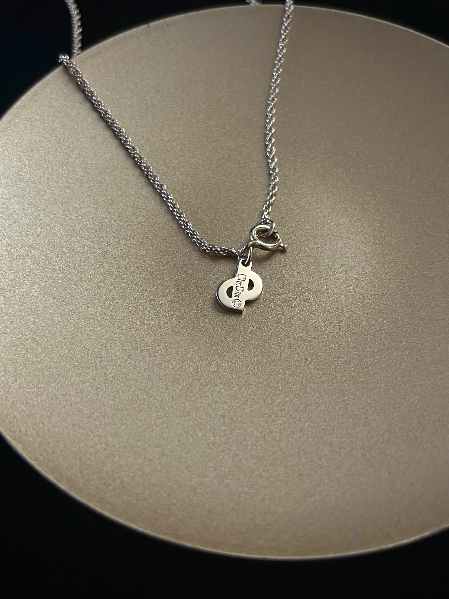 Vintage Dior Smiling Chain Crystal Necklace (Gold Tone)