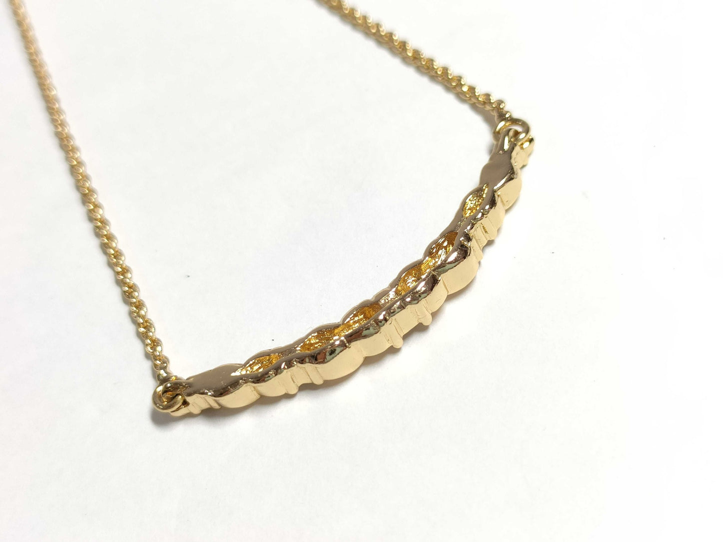 Vintage Dior Smiling Chain Crystal Necklace (Gold Tone)