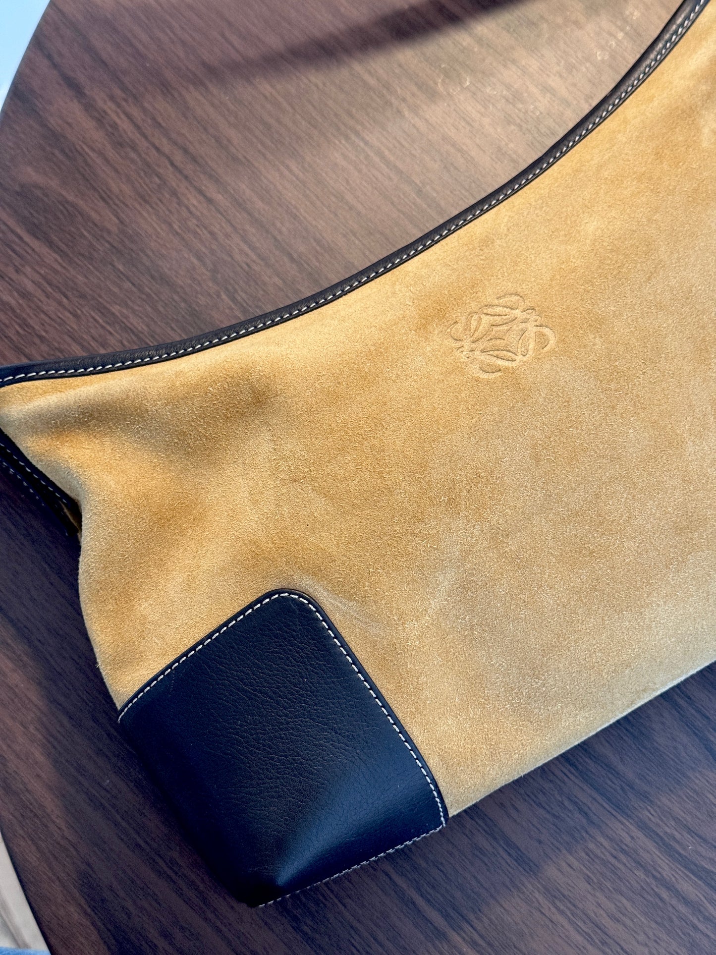 Loewe Vintage Suede & Leather Shoulder Bag