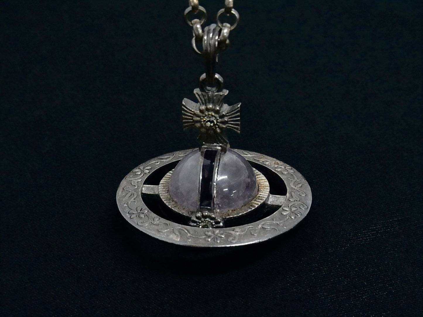 Vintage Vivienne Westwood Amethyst Orb Pendant Necklace – Antique Silver Tone