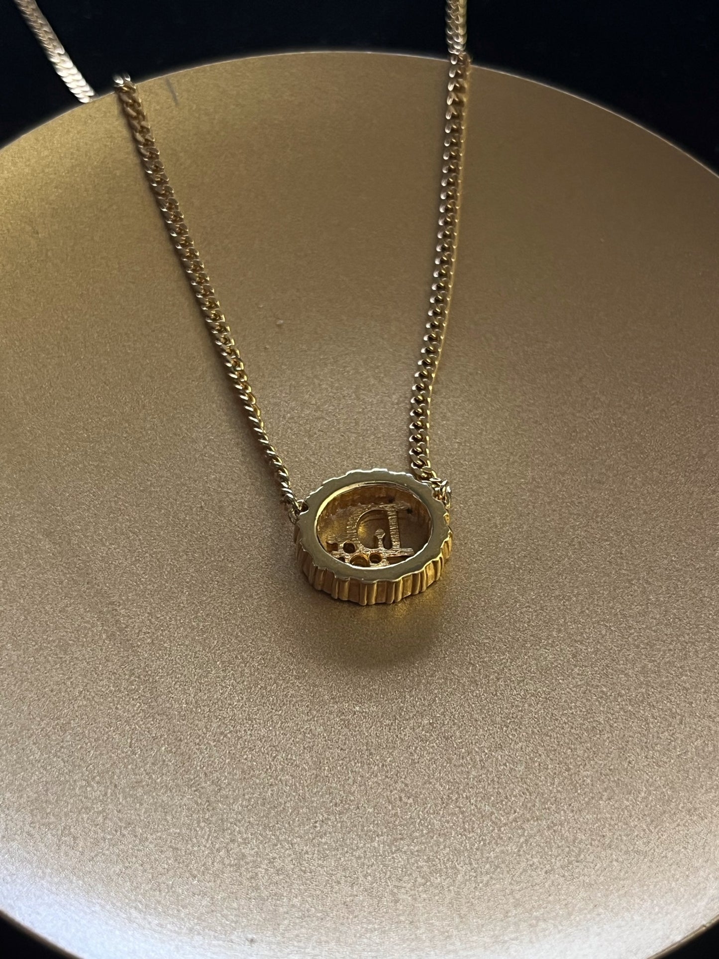 Vintage Dior Crystal Oval Pendant Necklace