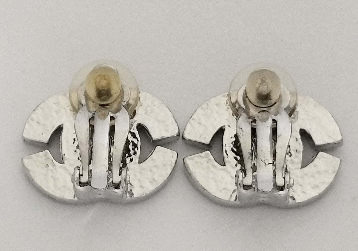 Chanel 2001 Diamanté Oval CC Clip-on Earrings