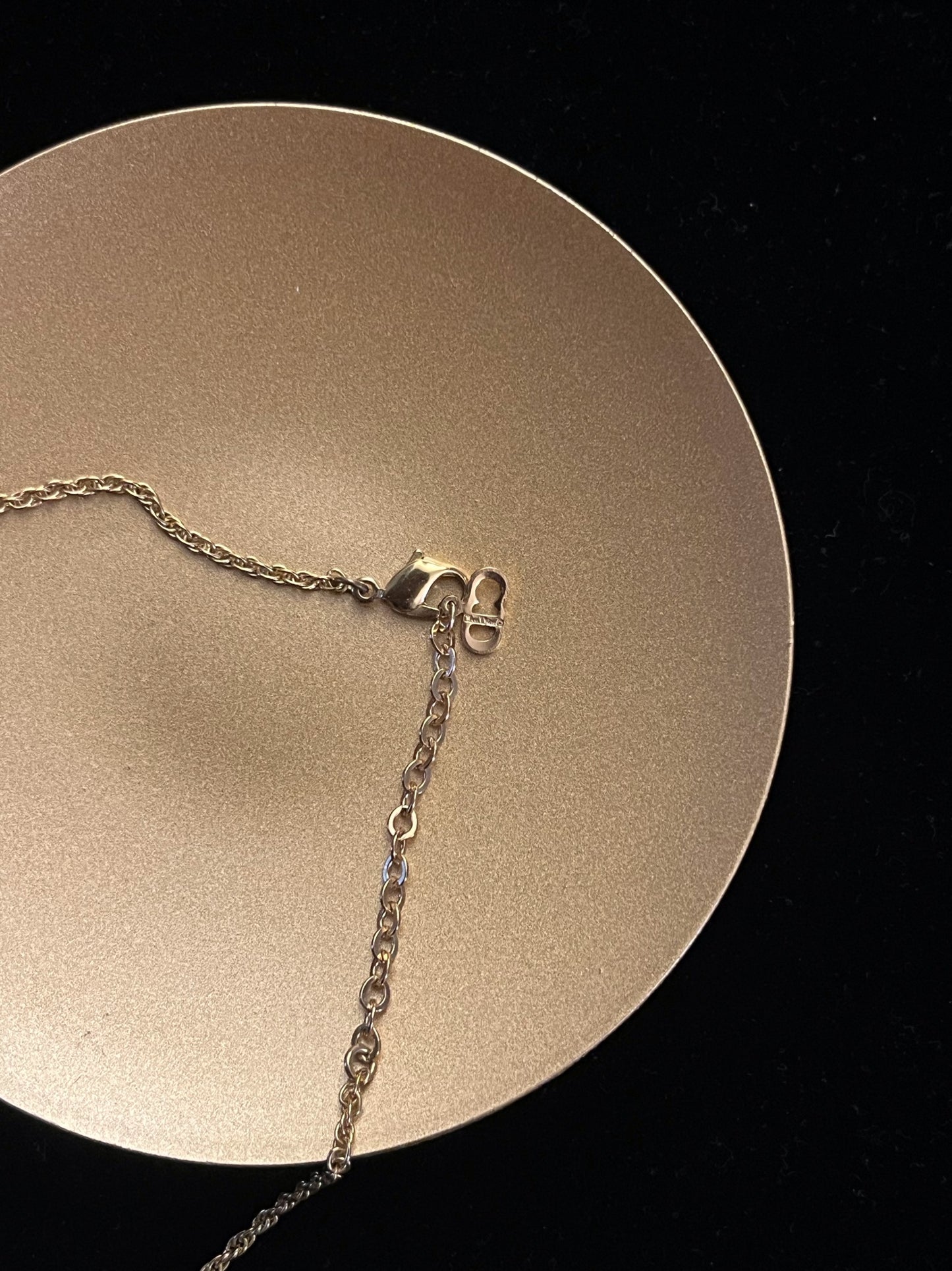 Vintage Dior Gold CD Logo Bee Charm Necklace