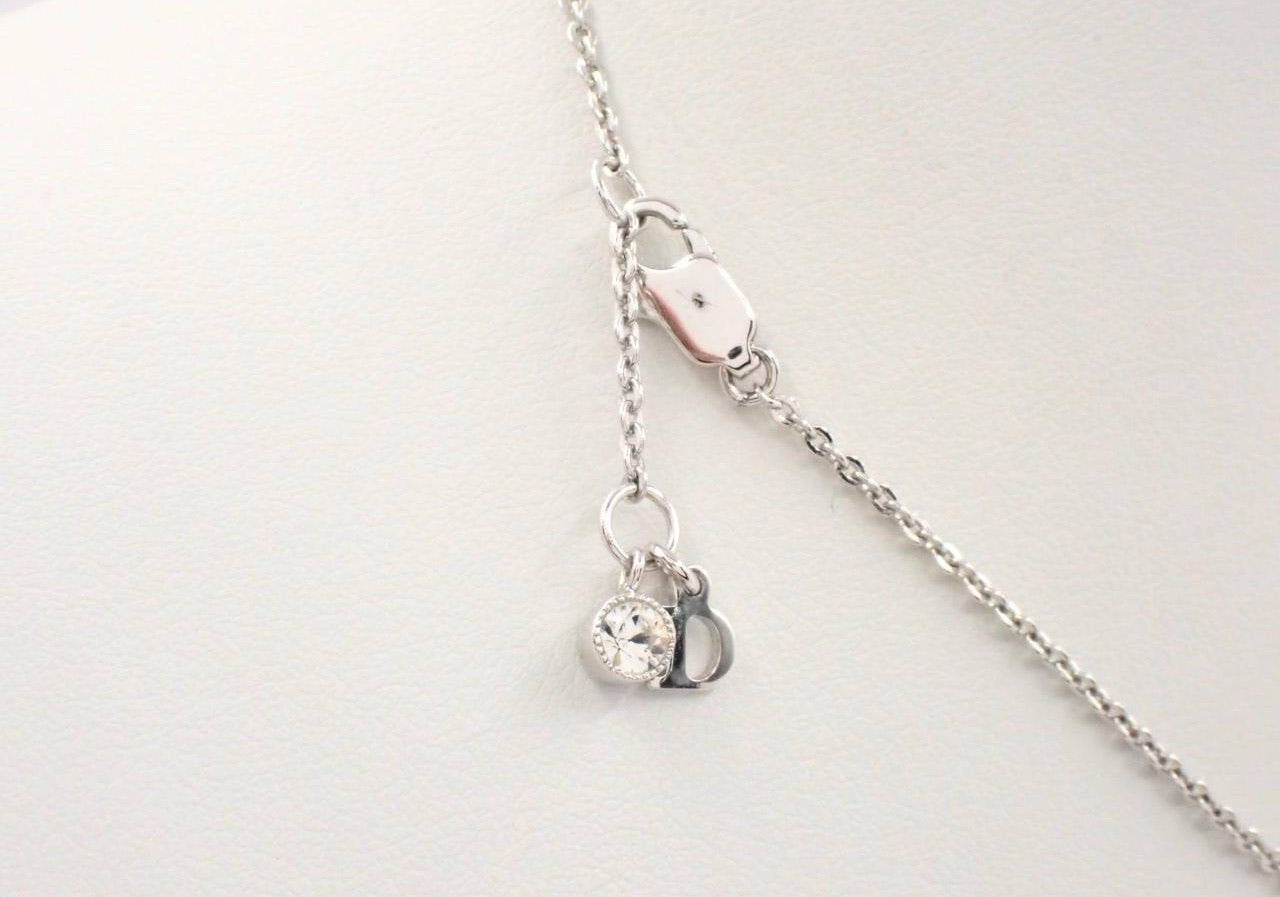 Vintage Dior Silver Bow & Crystal 'D’ Logo Pendant Necklace