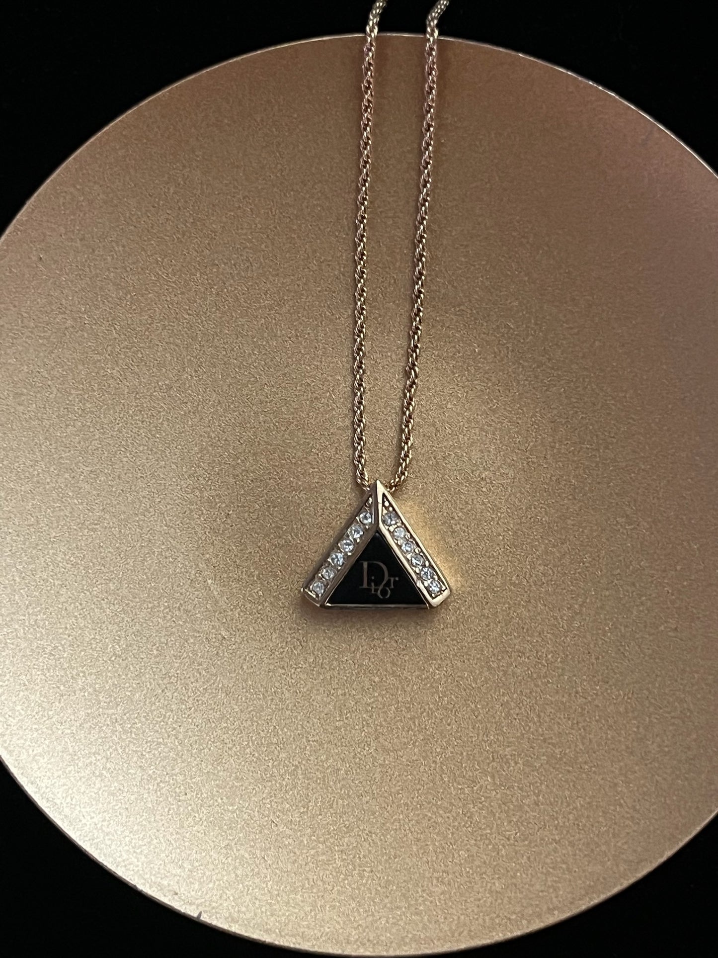 Vintage Dior “Luminous Triangle” Pendant Necklace
