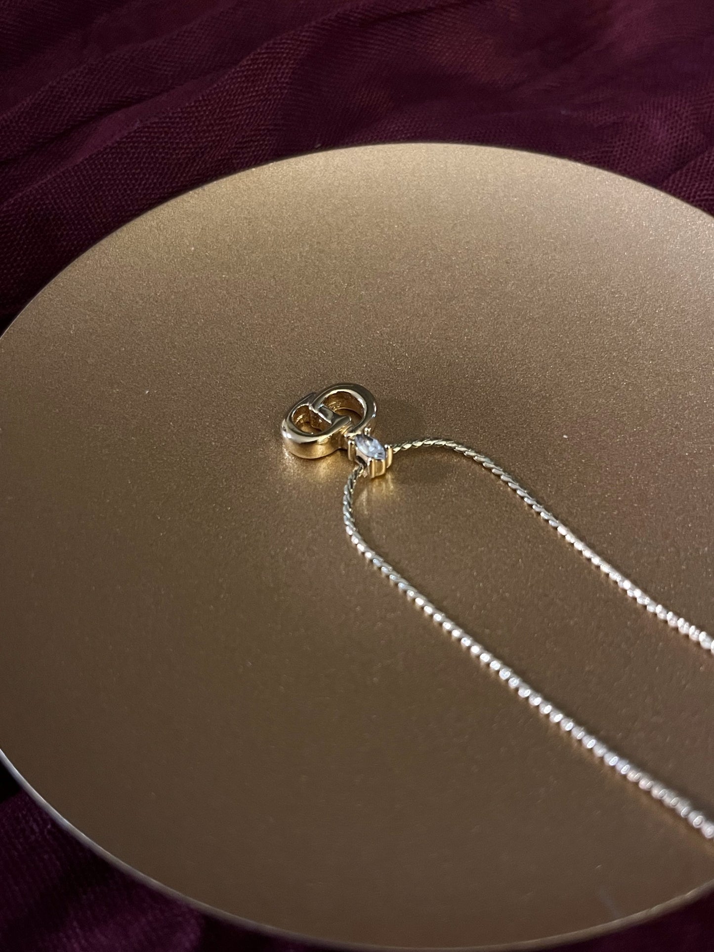 Vintage Dior Gold-Tone CD Logo Pendant Necklace