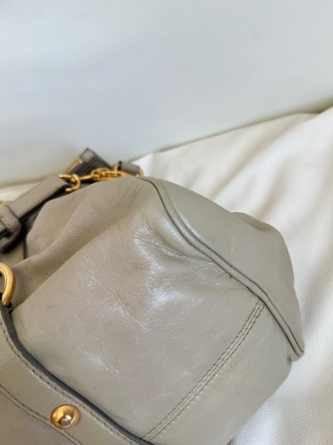 Miu Miu Vitello Lux Bow Satchel – Taupe Grey
