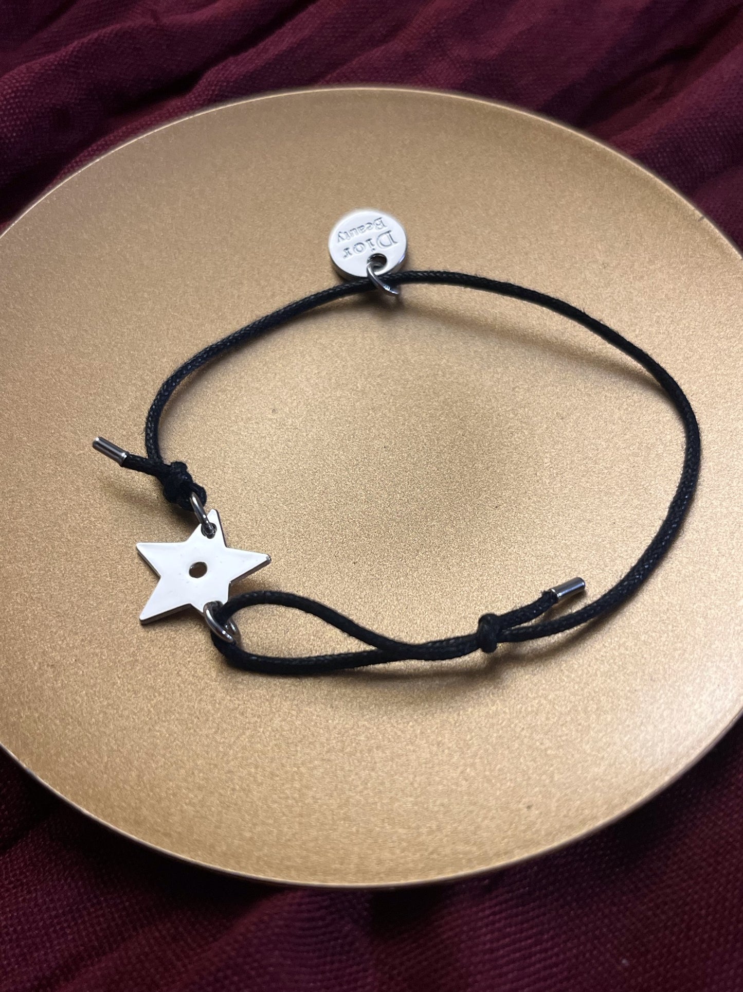 Dior Adjustable Cord Bracelet Set – Black Star & Pink Hand Charm