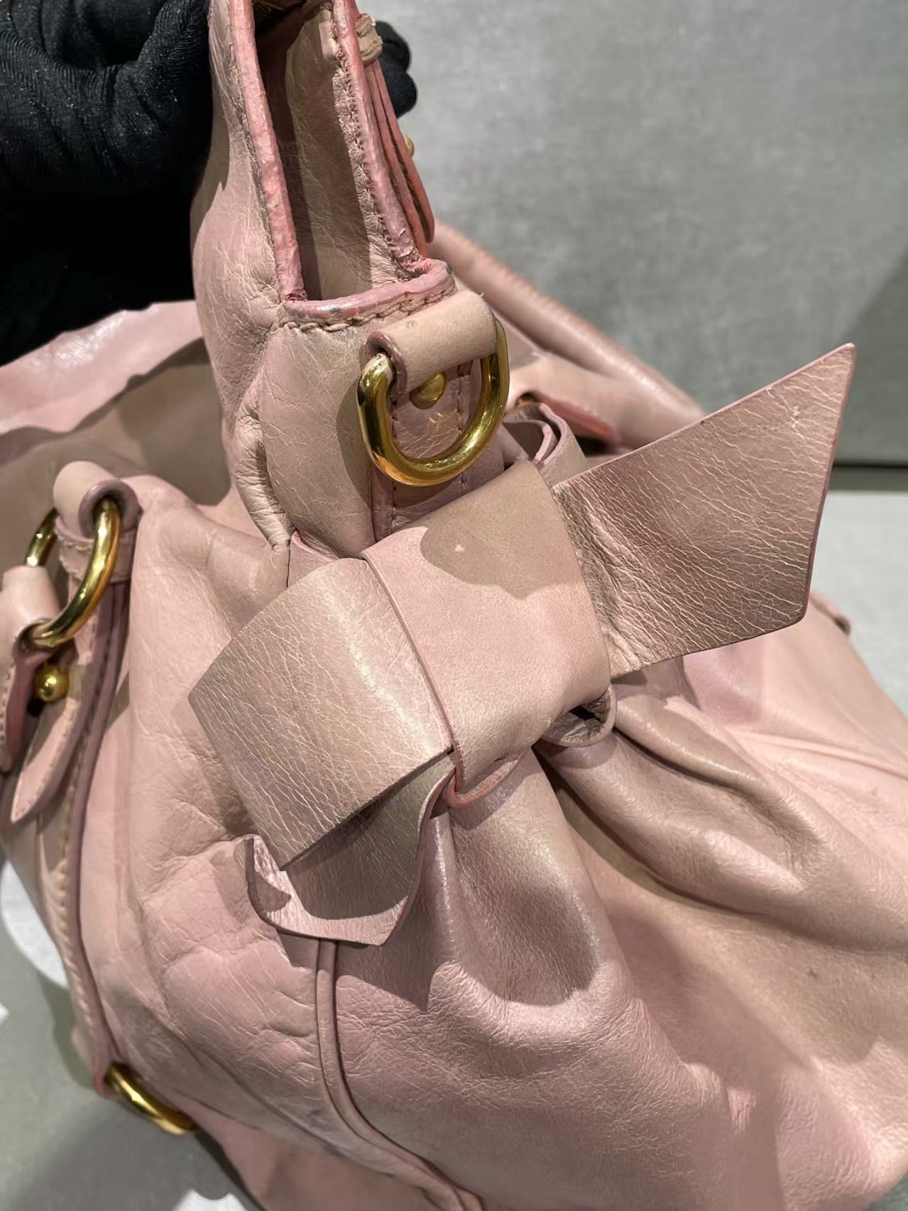 Miu Miu Vitello Lux Bow Satchel – Pink