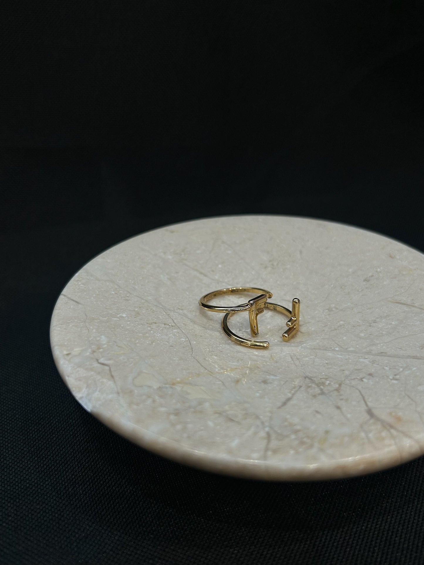 Fendi FF Gold-Tone Adjustable Ring Set