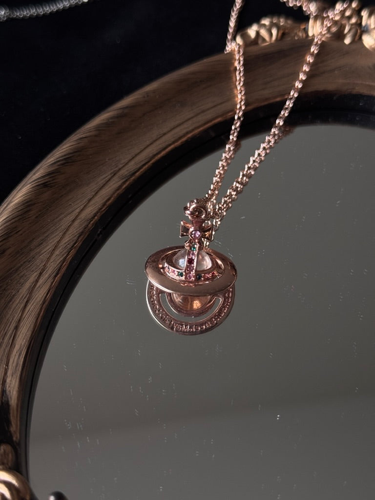Vivienne Westwood Rose Gold Mediun Bas Relief Orb Necklace