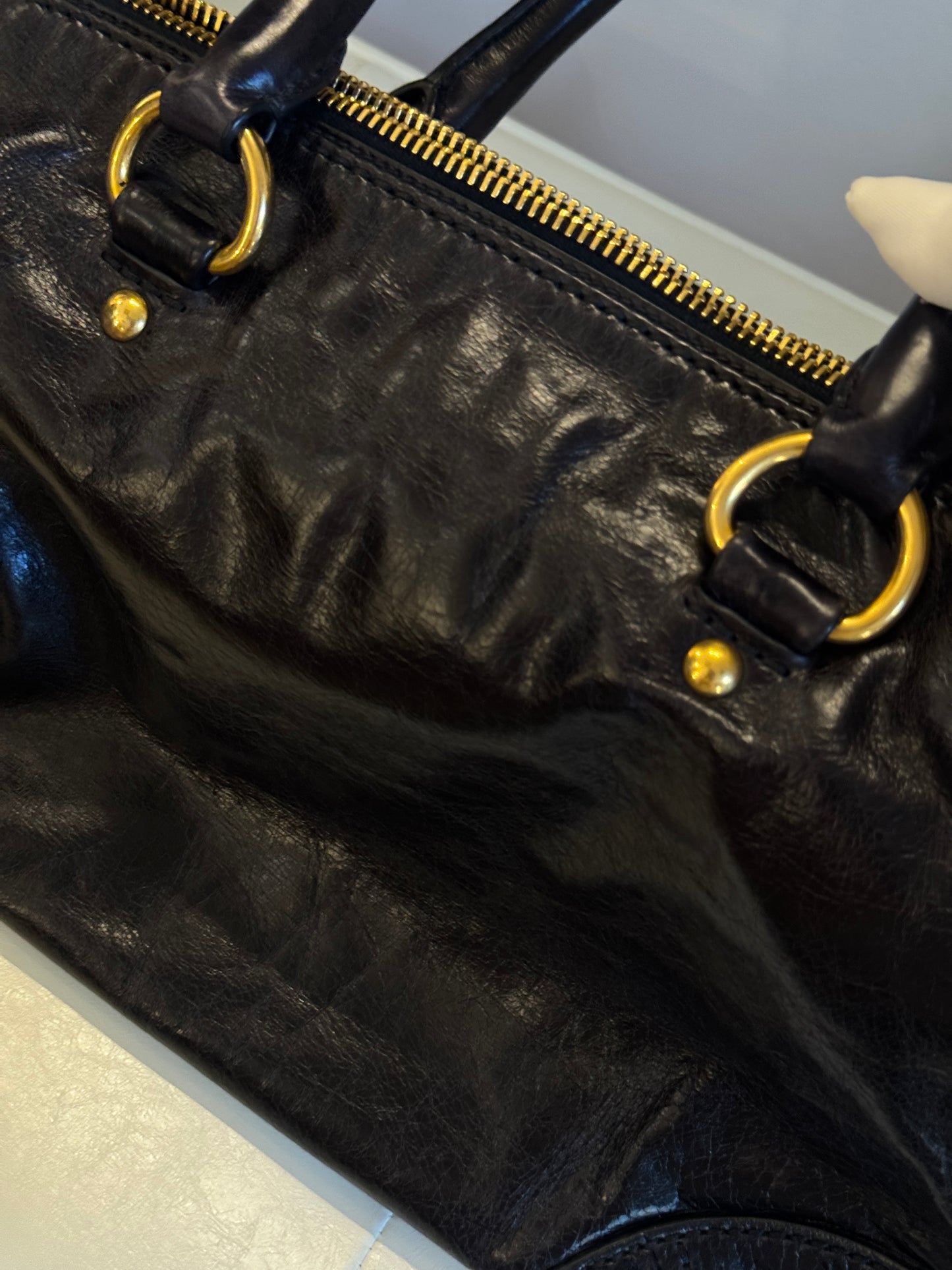 Prada Vitello Shine Leather Chain Large Tote Bag