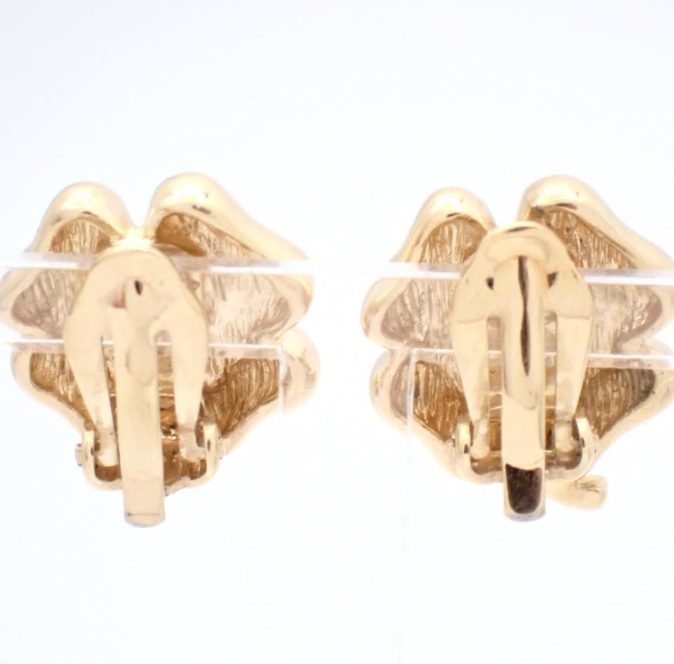 Vintage Givenchy Gold Clover Crystal Ear Clips