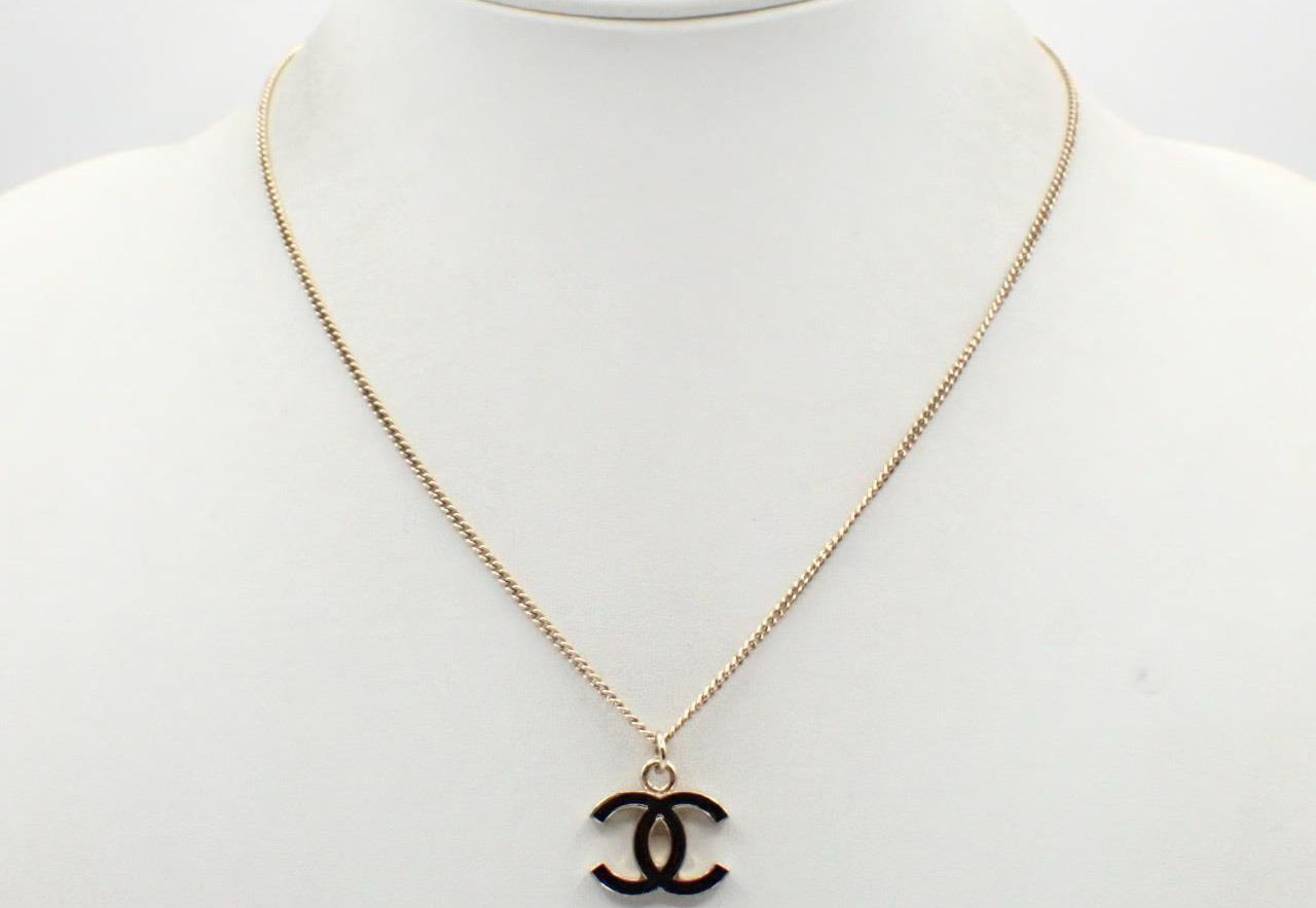 Chanel 2005 Black Double-C Logo Pendant Necklace