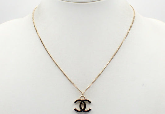 Chanel 2005 Black Double-C Logo Pendant Necklace