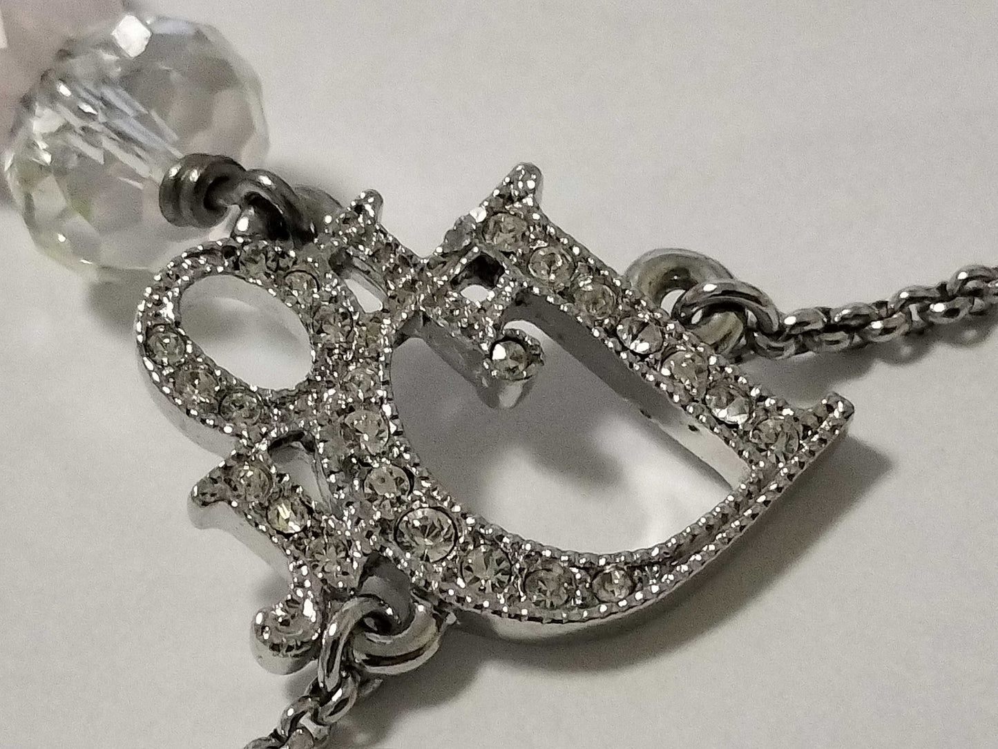 Vintage Dior Pink Chalcedony Crystal Logo Bracelet
