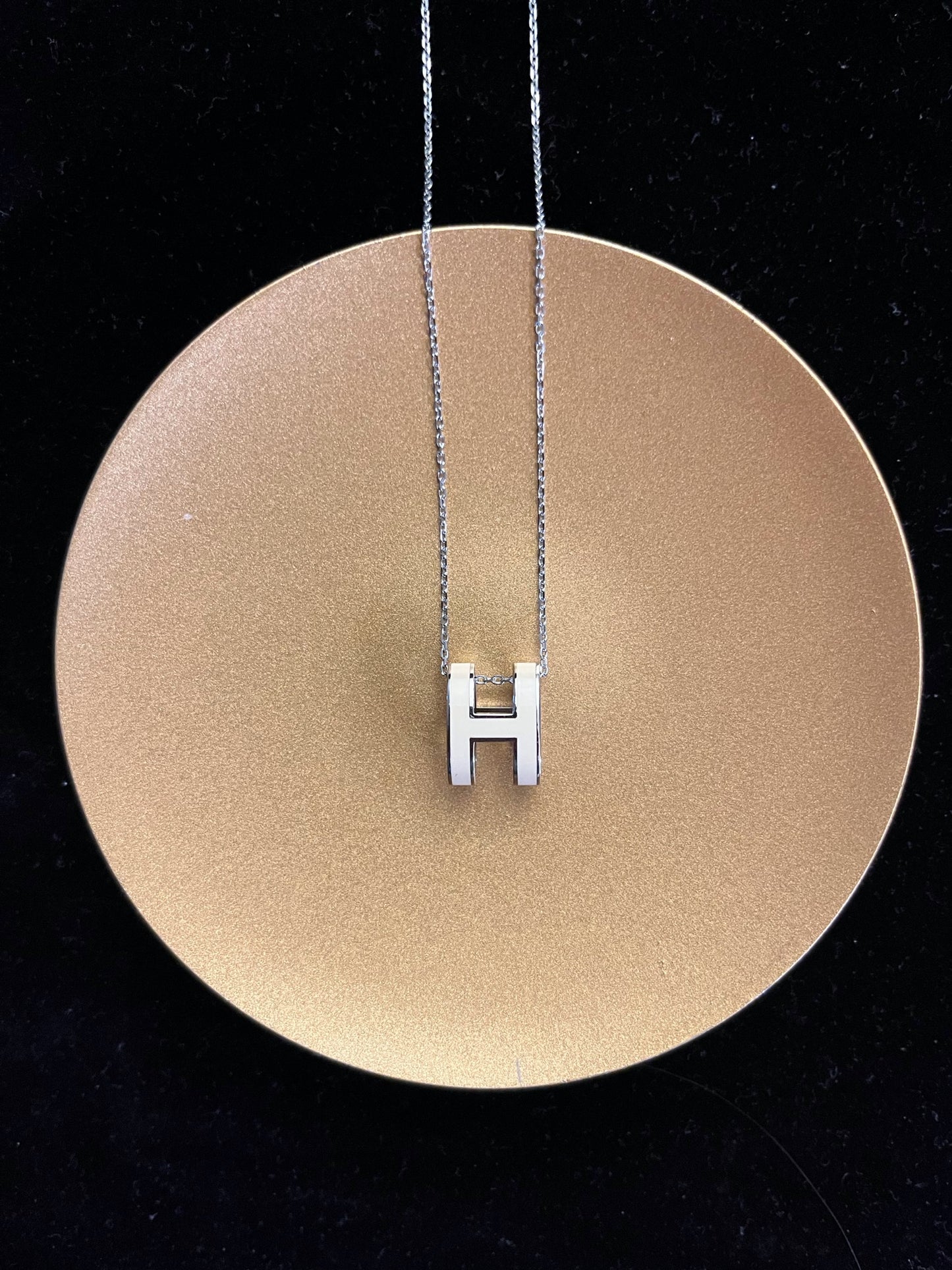 Hermès Large Pop H Necklace in Silver & White