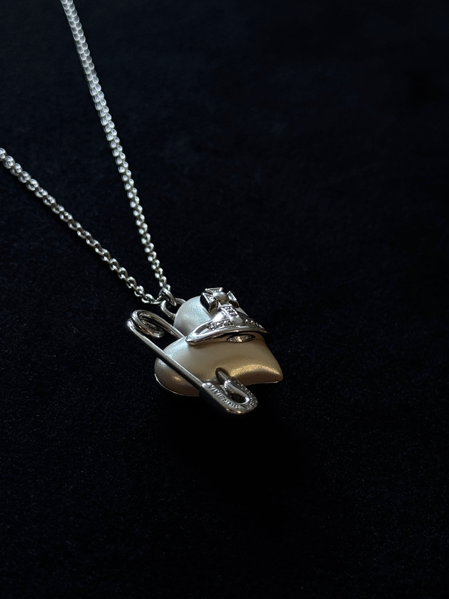 Vivienne Westwood Heart Safety Pin Orb Necklace