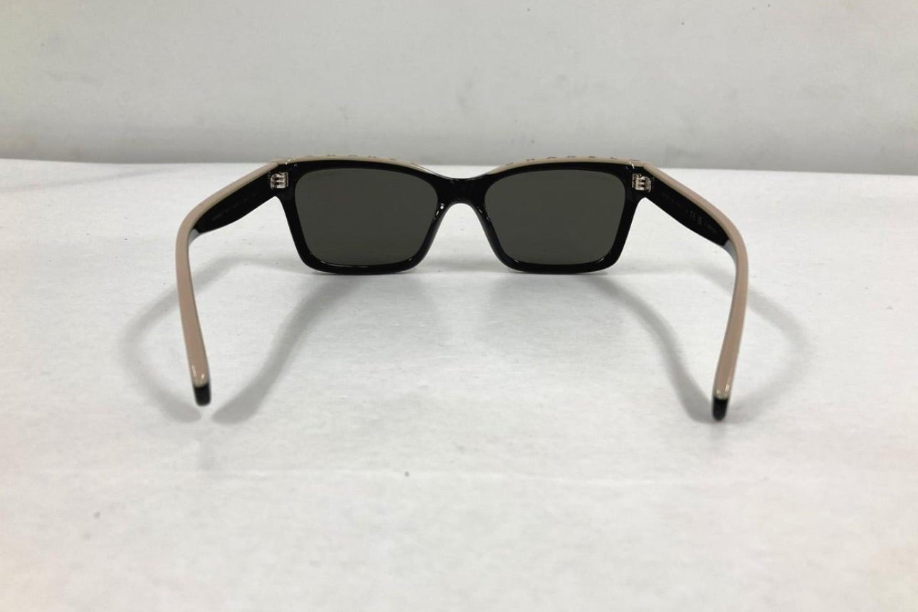 Chanel Vintage Black & Beige Two-Tone Logo Narrow Sunglasses